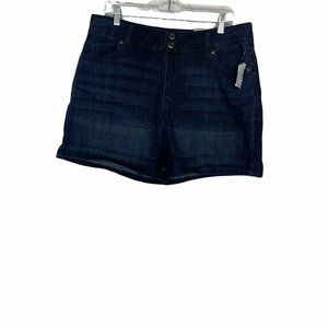 Maurices Dark Wash High Rise Jean Shorts Cotton Stretch Womens Size 16 New